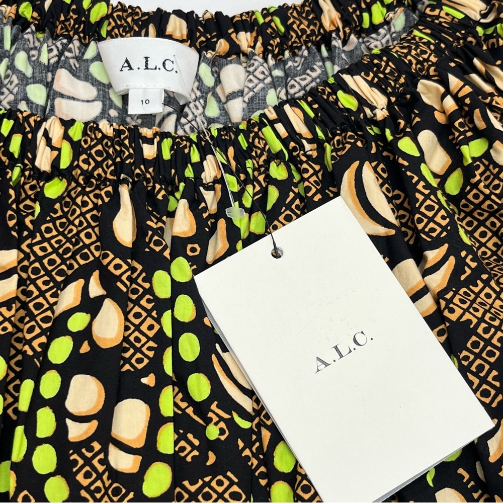 A.L.C. Maya Printed Mini Puffed-Sleeve Dress Womens Size 10 Brown Pockets‎ NEW - Picture 3 of 15